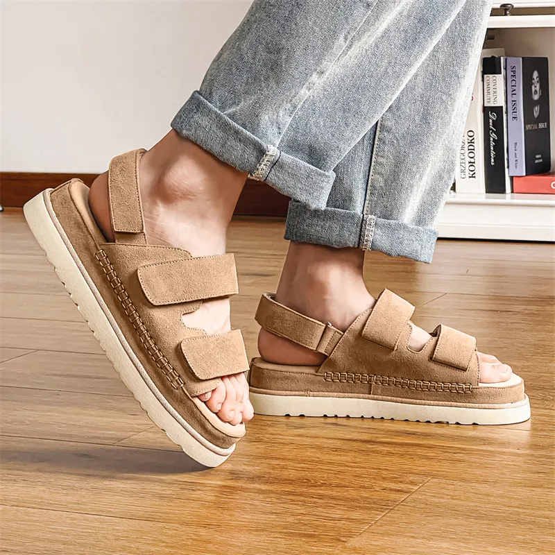 SHUPATE Beach Sandals Unisex Khaki/Chestnut/Black-6