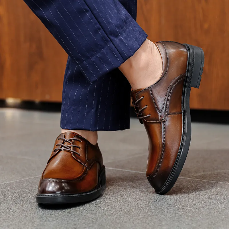 SHUPATE Dress Shoes Men Low Top Black/Brown-6