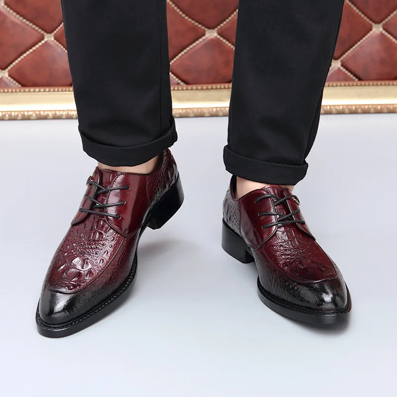SHUPATE Dress Shoes Men Low Top Black/Burgundy-4