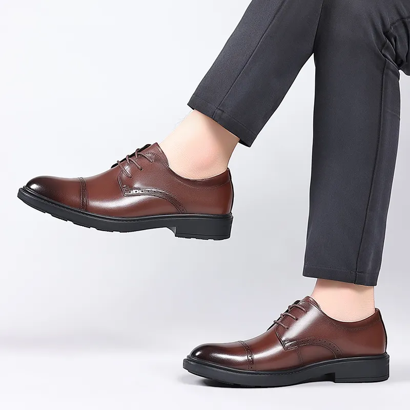SHUPATE Dress Shoes Men Low Top Black/Brown-5
