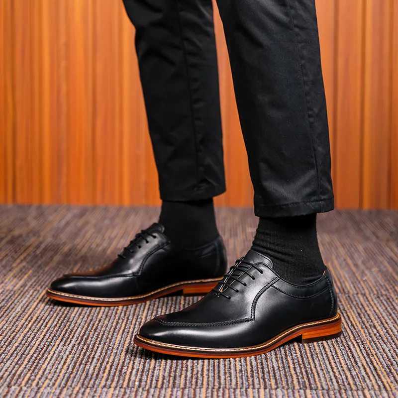 SHUPATE Dress Shoes Men Low Top Black/Brown-5