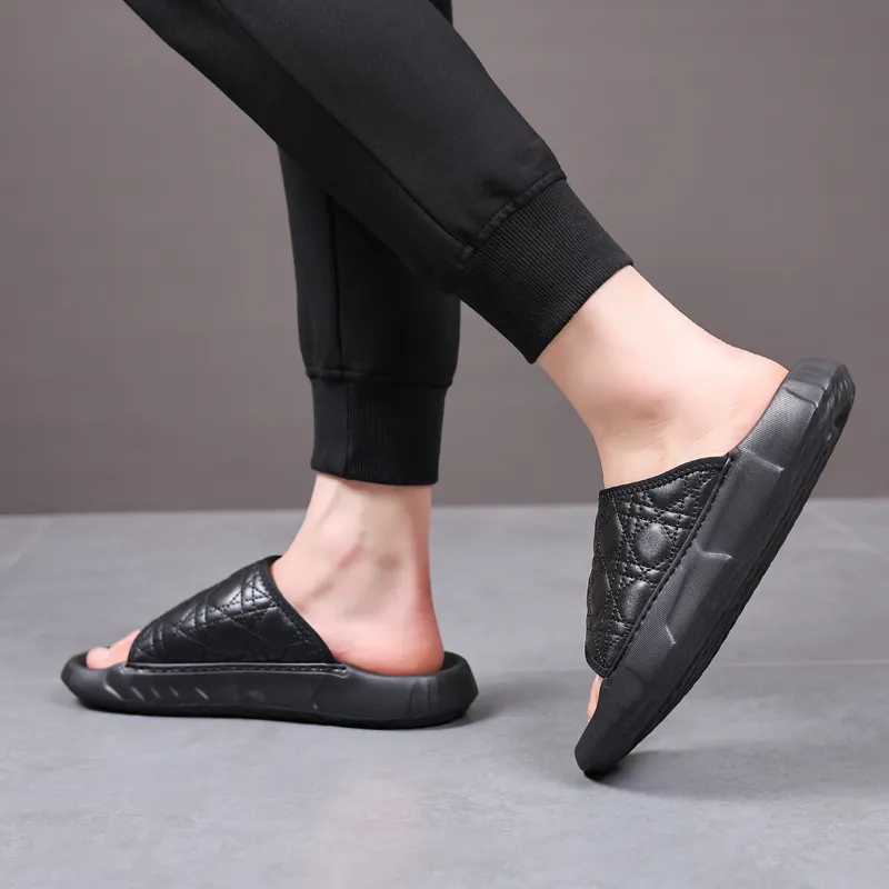 SHUPATE Slide Slippers Men Black/White-5