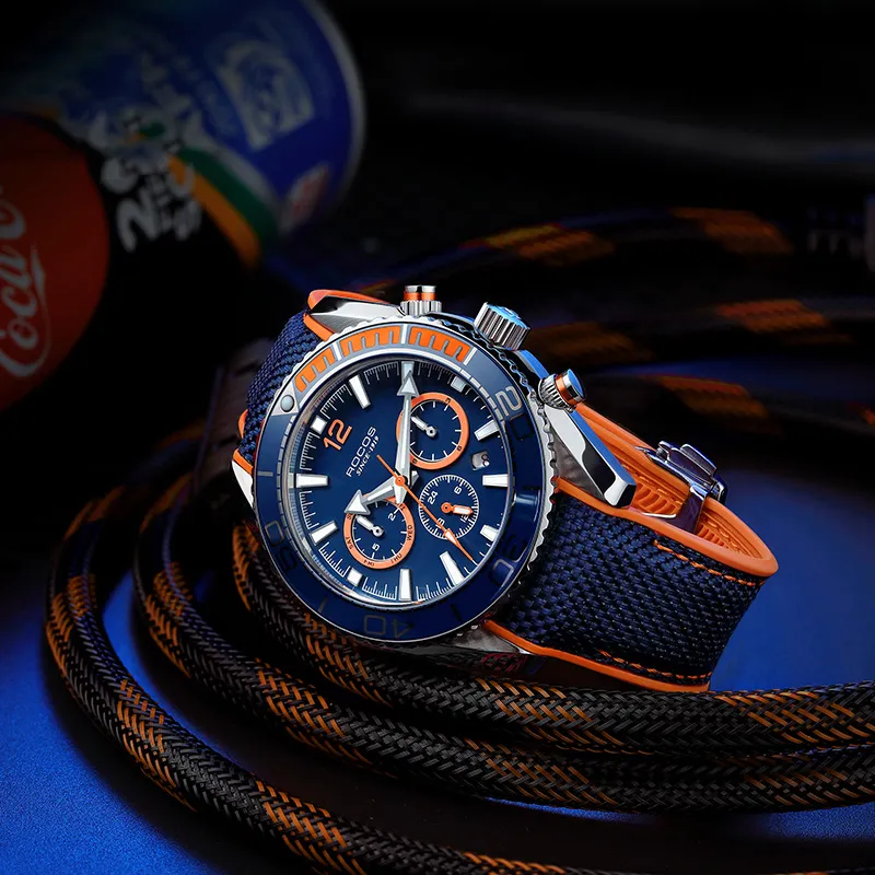 ROCOS Wind Style Collection Automatic Mechanical Movement Silicone Strap Watch Men's Watches Silver Dial-2