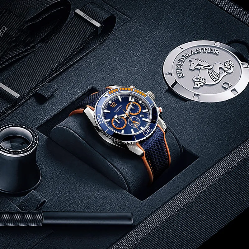 ROCOS Wind Style Collection Automatic Mechanical Movement Silicone Strap Watch Men's Watches Silver Dial-4