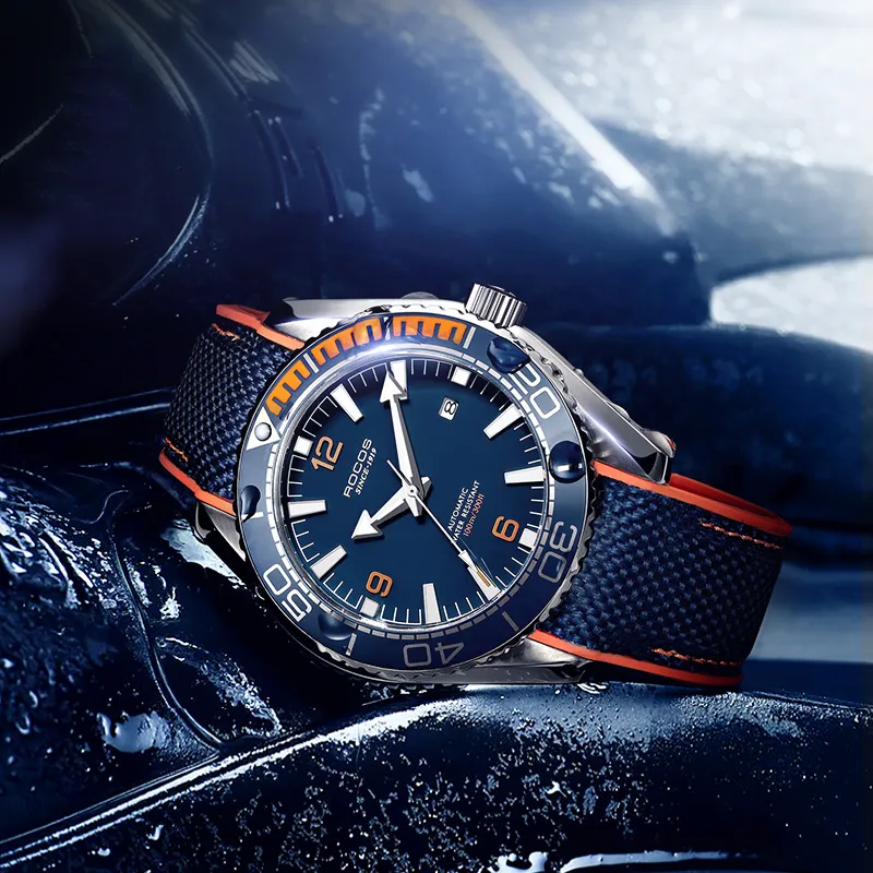ROCOS Wind Style Collection Automatic Mechanical Movement Silicone Strap Watch Men's Watches Silver Dial-8