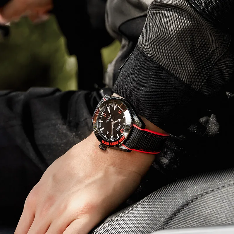 ROCOS Wind Style Collection Automatic Mechanical Movement Silicone Strap Watch Men's Watches Silver Dial-19