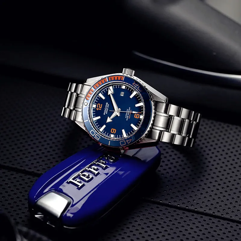 ROCOS Wind Style Collection Automatic Mechanical Movement Silicone Strap Watch Men's Watches Silver Dial-25