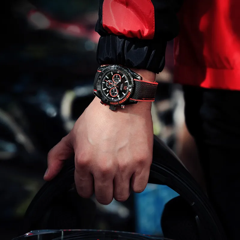 ROCOS Wind Style Collection Automatic Mechanical Movement Silicone Strap Watch Men's Watches Silver Dial-14