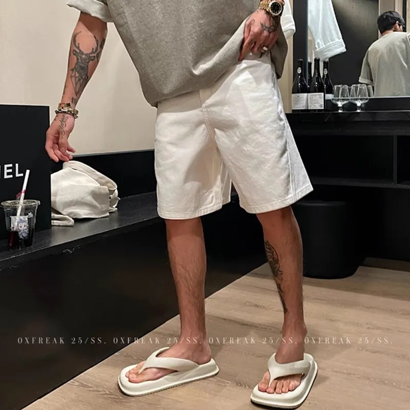 OX FREAK Denim Shorts Unisex White-2