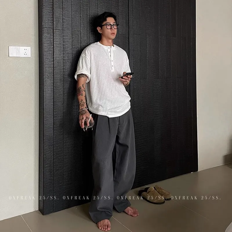 OX FREAK Casual Pants Unisex Gray-3