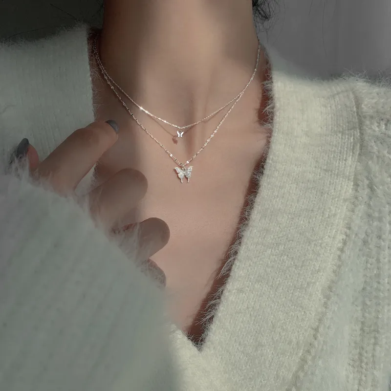 CHIEMOT S925 Silver Collarbone Chain Women's-4