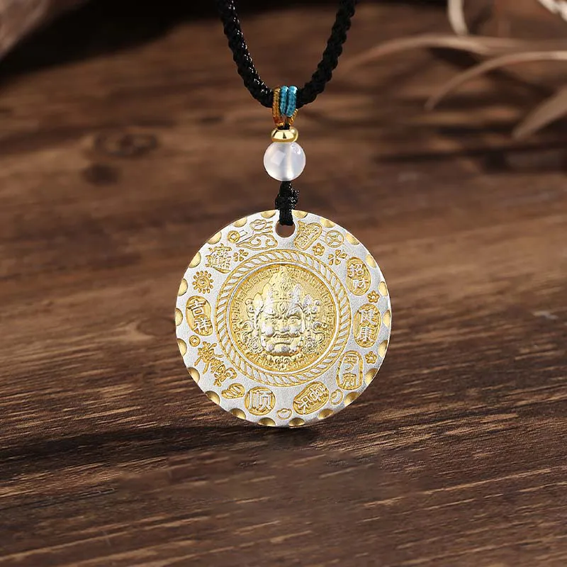 CHIEMOT S999 Fine Silver Sterling Silver Necklaces Unisex Silver/Yellow-4