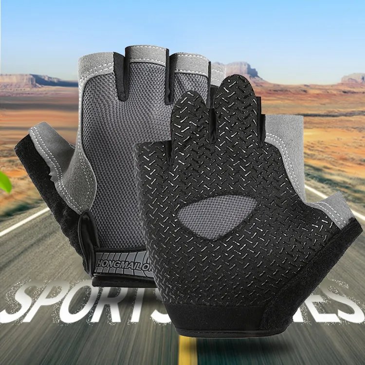 UMA Riding Equipment Cycling Glove Outdoor Fitness Unisex Polyester Gray Black-1