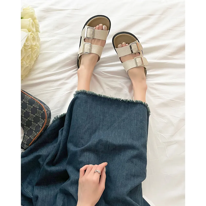 Uncle's House Rubber Sole Slip Resistant Abrasion Resistant Slide Slippers Women's-5