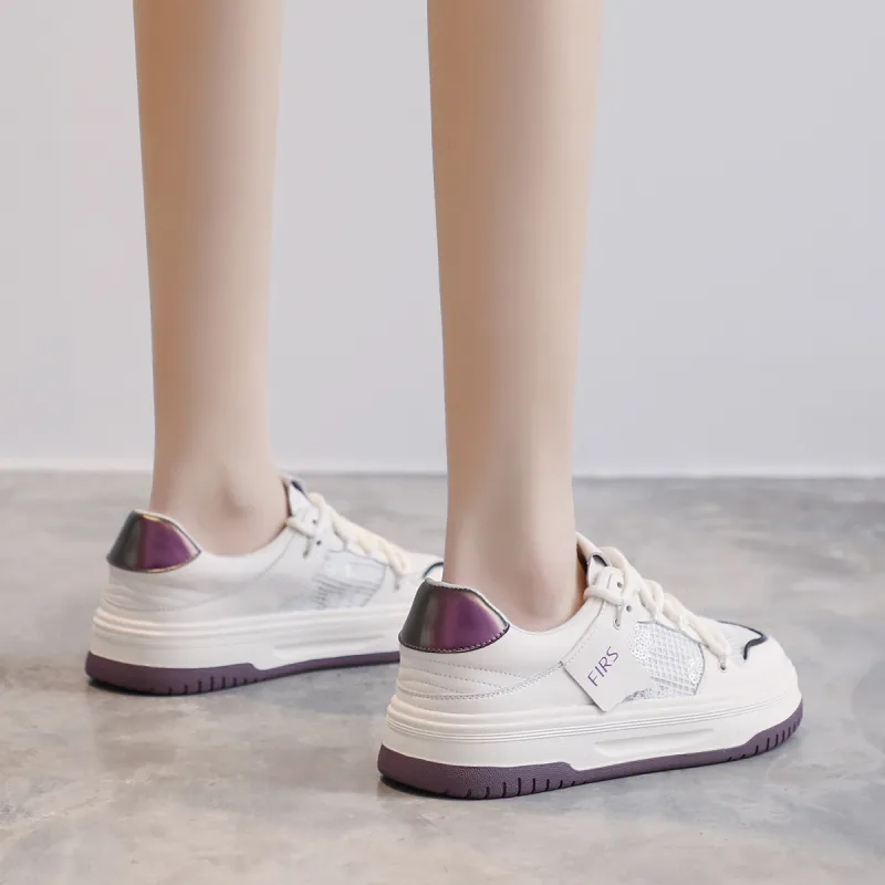 FIRS Skateboard Shoes Women's Low Top Beige Black/Beige Purple-11