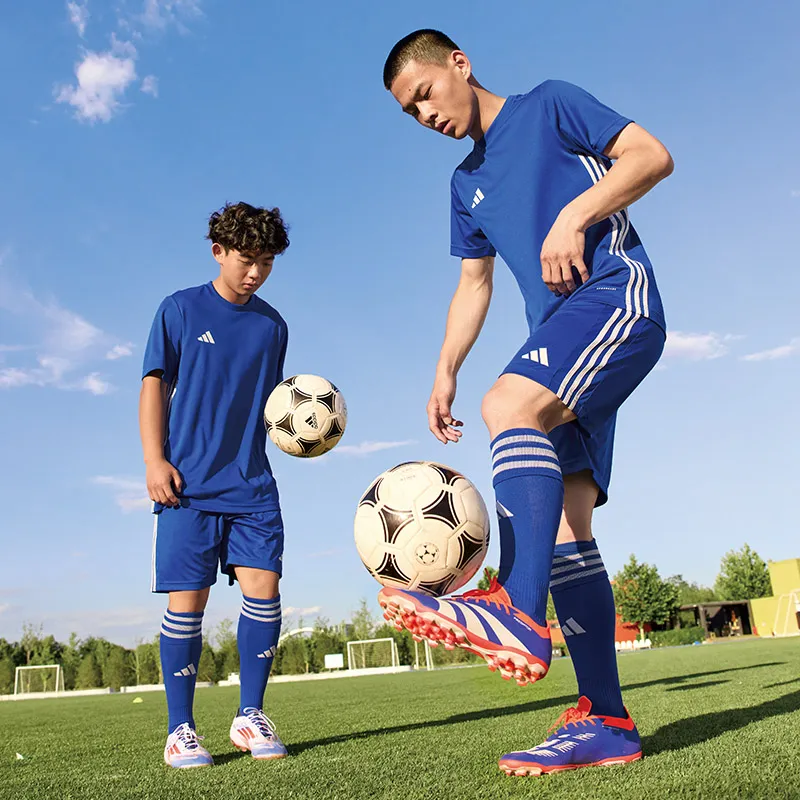 Adidas AEROREADY COMMERCIAL Soccer Jersey Set Men's 2 Pack Blue Short Sleeved Shirt+Black Shorts-5