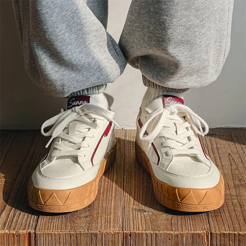 VANSSI Low Top Skateboard Shoes Men's Red Brown-3