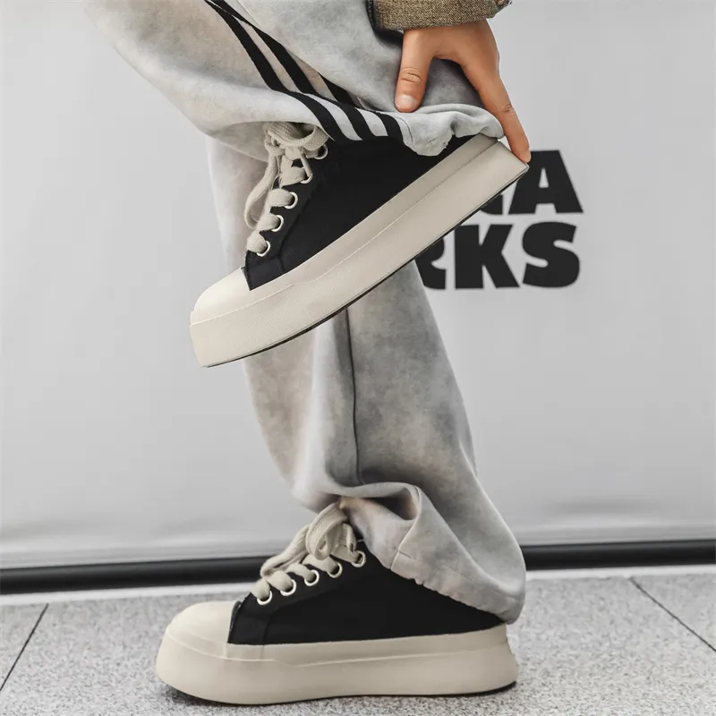 VANSSI Fashion Trend Big Trainers Low Top Casual Sports Skateboard Shoes Men's Black-3