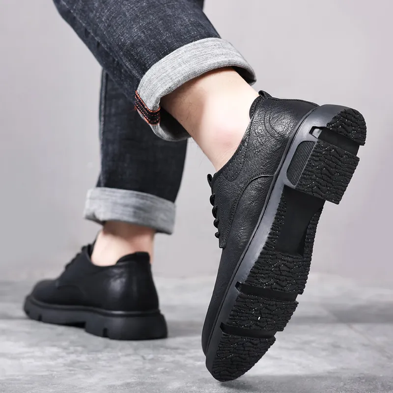 VANSSI Men's Casual Shoes Men Low Top Black/Khaki-9