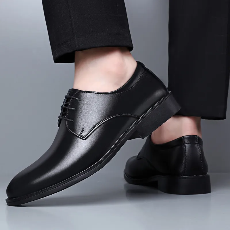 VANSSI Dress Shoes Men Low Top Black-3