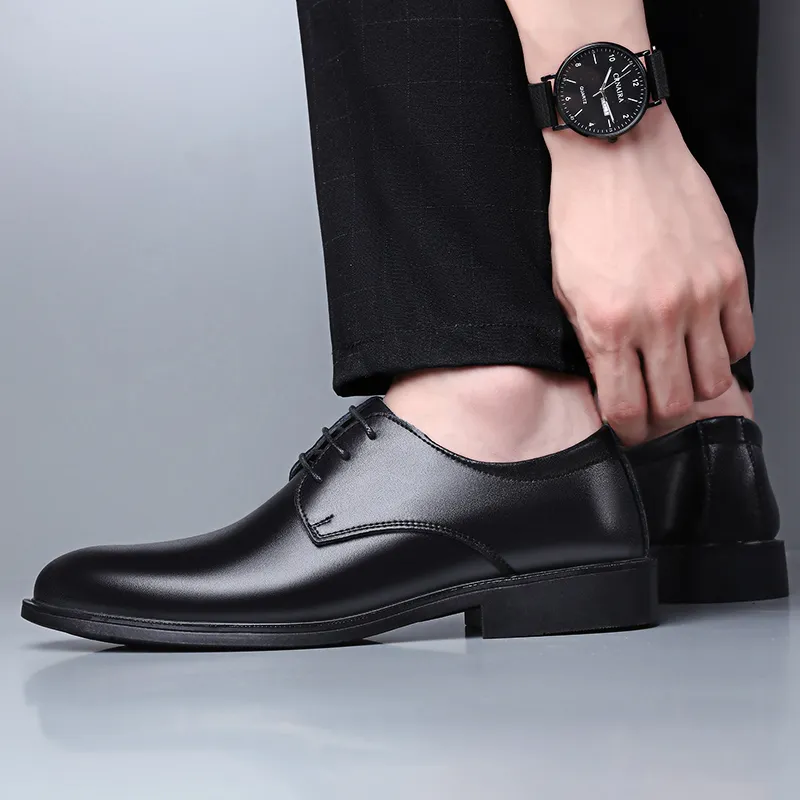 VANSSI Dress Shoes Men Low Top Black-2