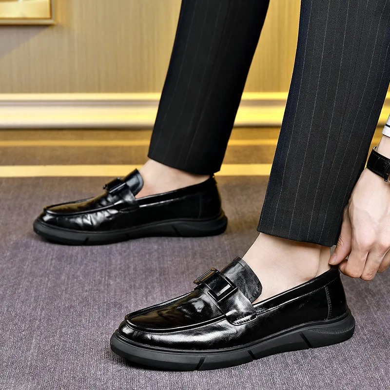 VANSSI Loafers Men Low Top Black/Brown-5