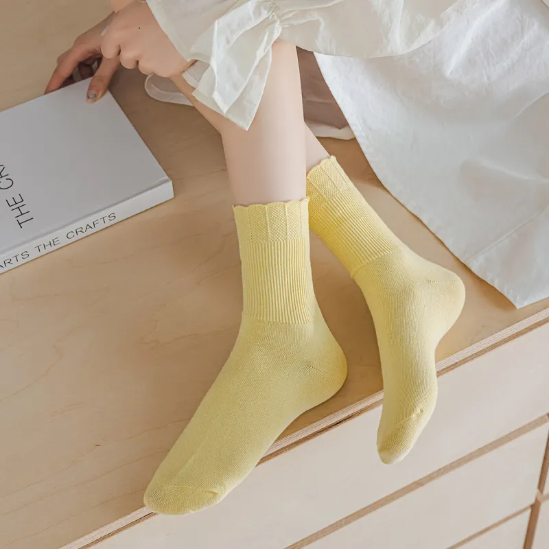 AUGUST Mid Calf Socks Women's 4 Pack Mixed Color-4