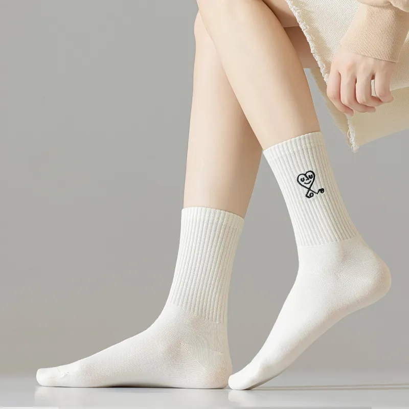 AUGUST Mid Calf Socks Women's 4 Pack White-4