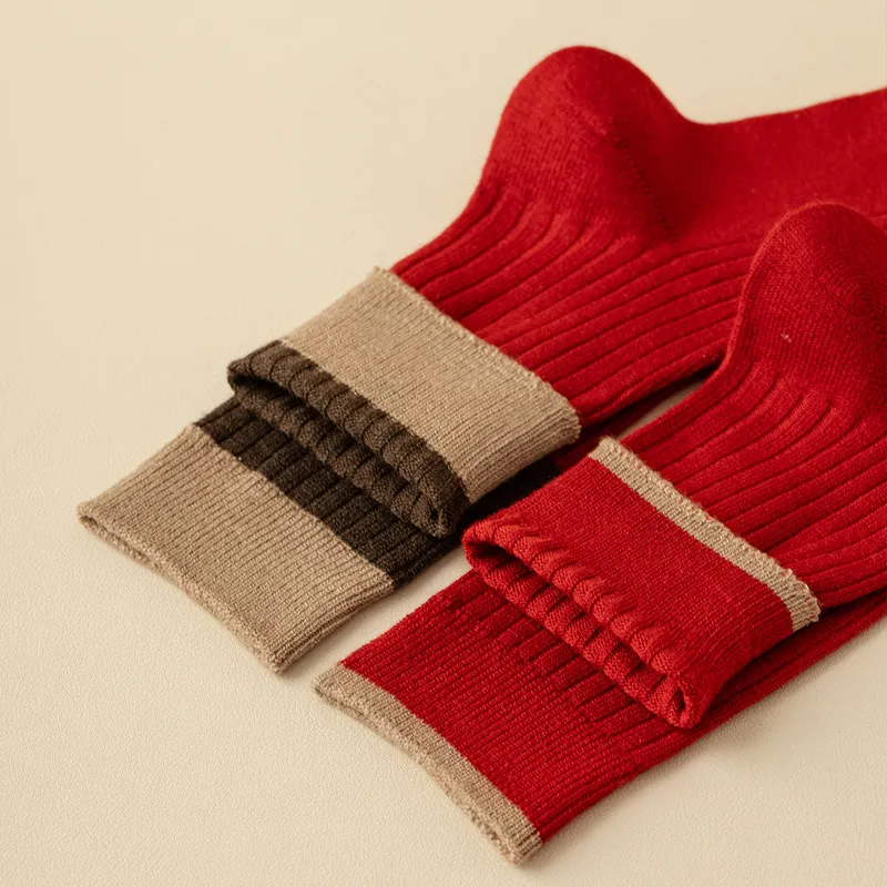 AUGUST Mid Calf Socks Women's 4 Pack Red Plaid-6