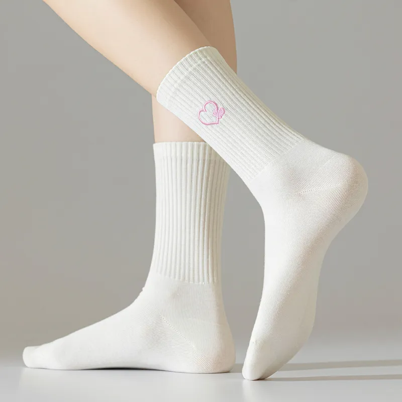 AUGUST Mid Calf Socks Women's 4 Pack White-5