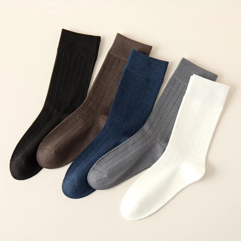 AUGUST Mid Calf Socks Men's 5 Pack Mixed Color-4