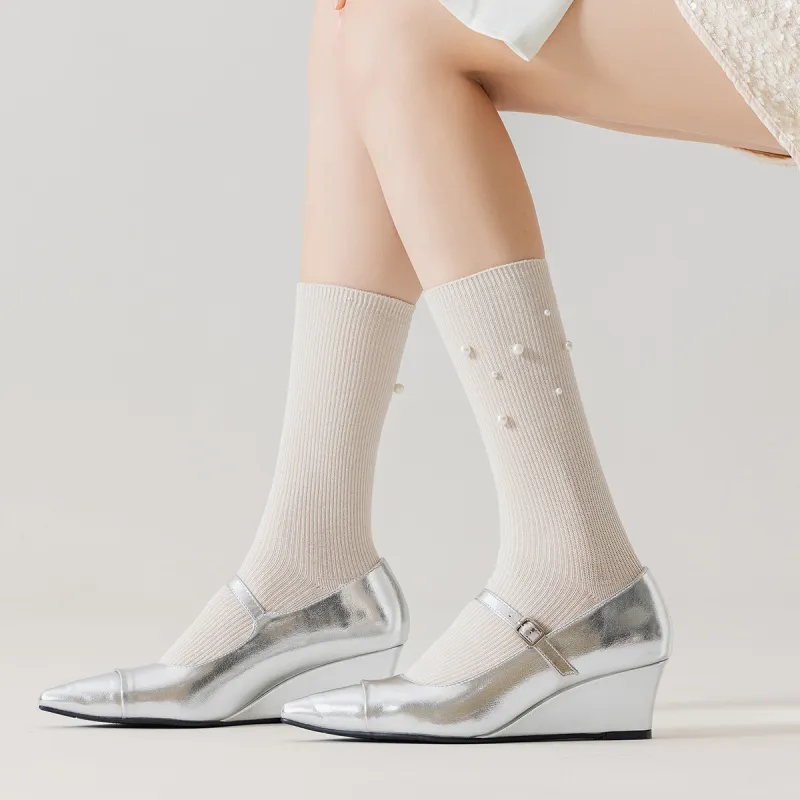 AUGUST Mid Calf Socks Women's 5 Pack Mixed Color-2