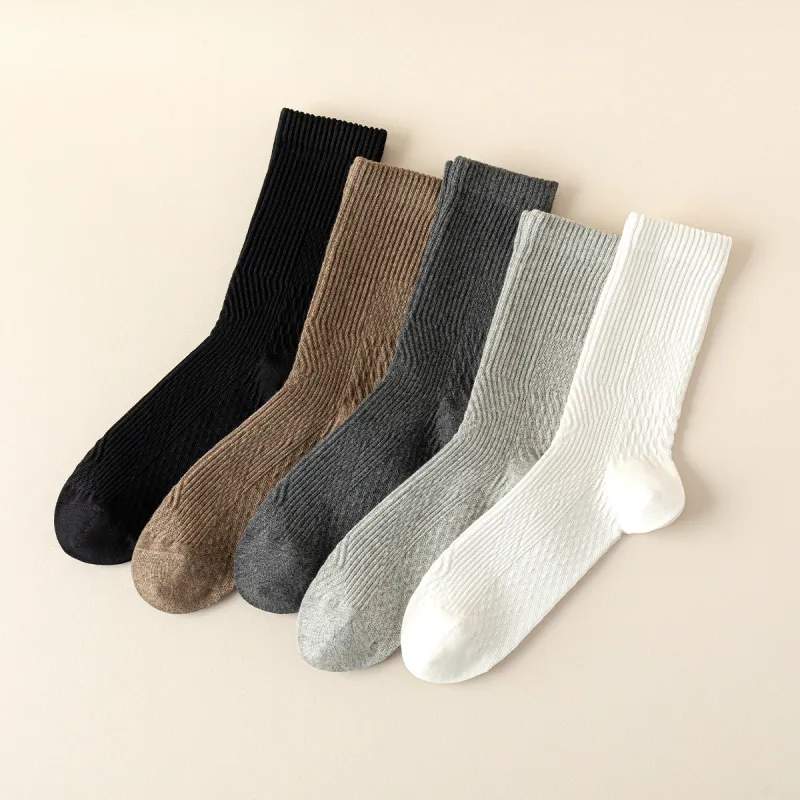 AUGUST Mid Calf Socks Men's 5 Pack Mixed Color-5