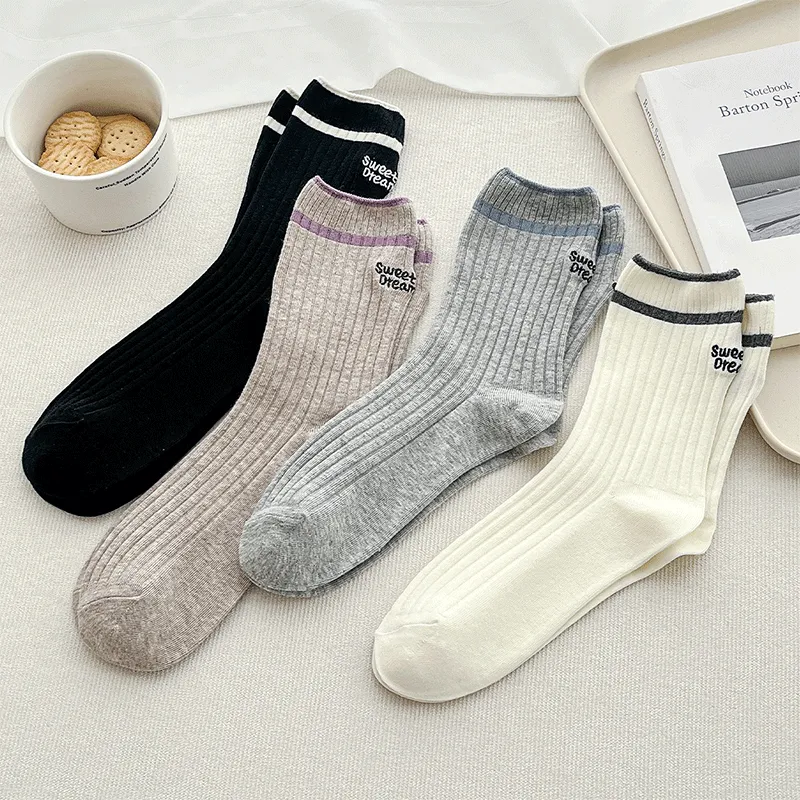 AUGUST Mid-Calf Socks Women's 4 Pack Mix And Match-5