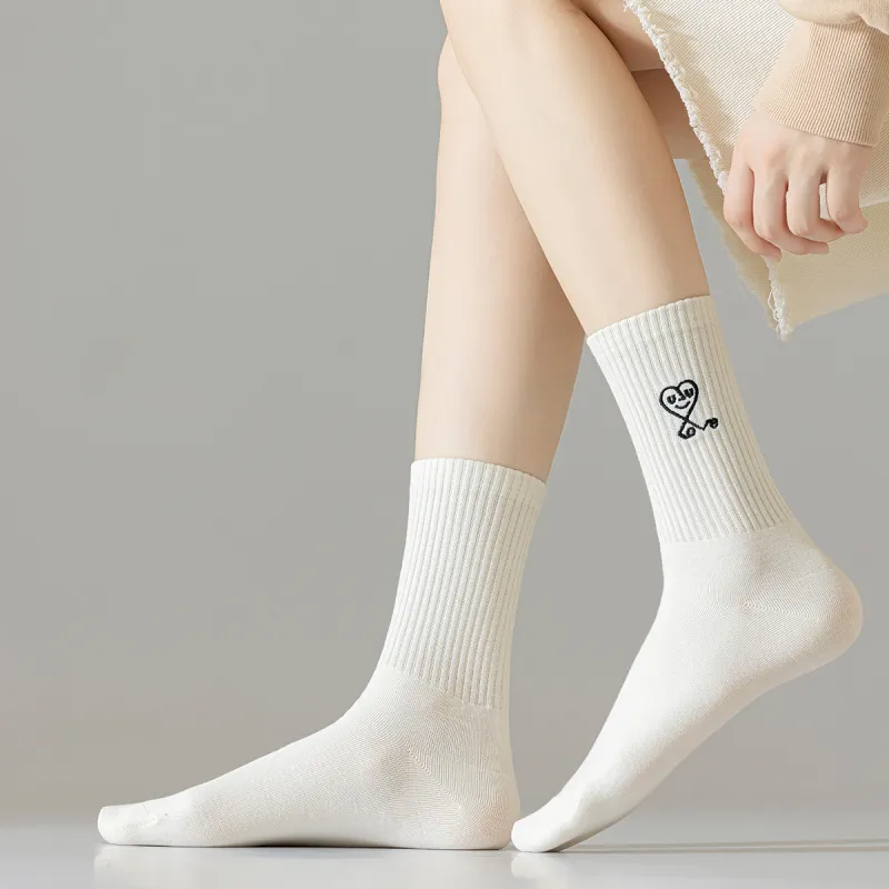 AUGUST Mid Calf Socks Women's 4 Pack White-10