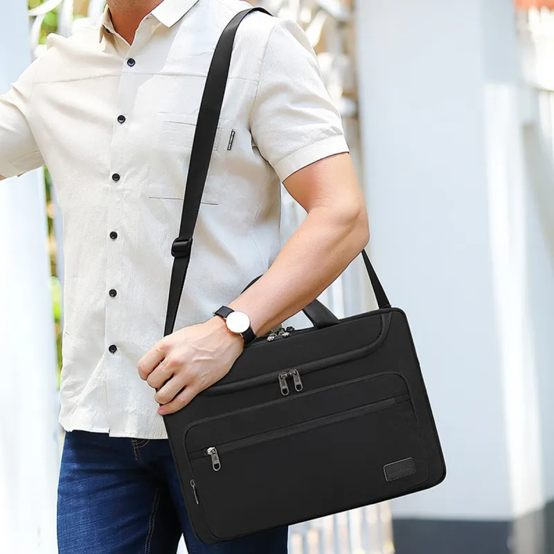 COOLBELL Polyester Briefcase Handbag Shoulder Bag Regular Men's Black-3