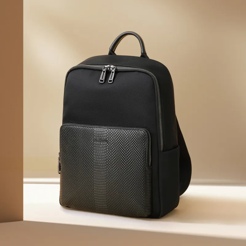 PIERRE CARDIN Fabric Backpack Laptop Bag Regular Men's Black-2