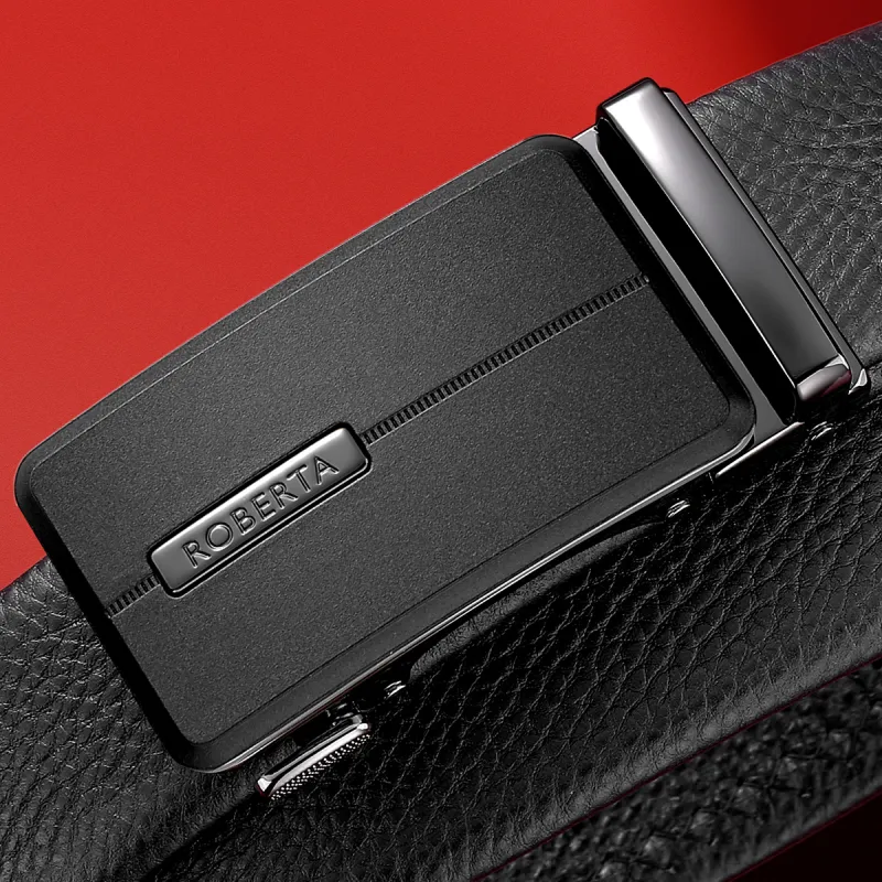 ROBERTA DI CAMERINO Cow Leather Belts Men's Black Width 3.5CM-4