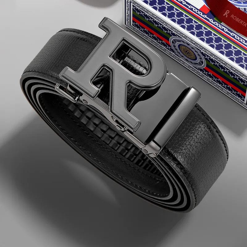 ROBERTA DI CAMERINO Cow Leather Belts Men's Width 3.4CM, Free Greeting Card Writing And Photo Printing-4