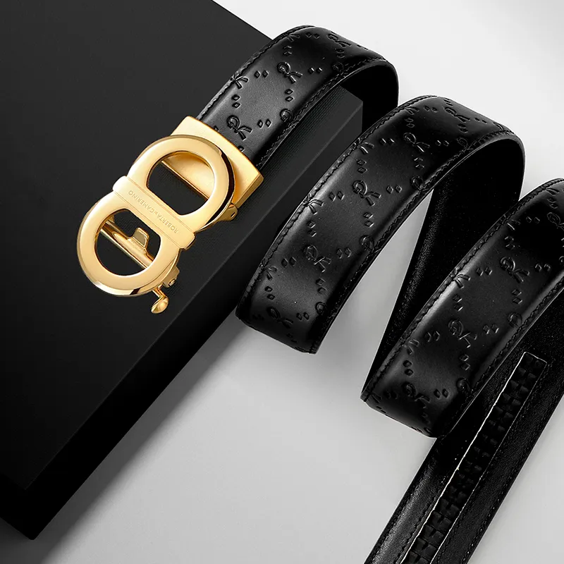 ROBERTA DI CAMERINO Top Grain Cow Leather Belts Men's Gold 3.45CM Writing A Greeting Card And Printing Photos-6