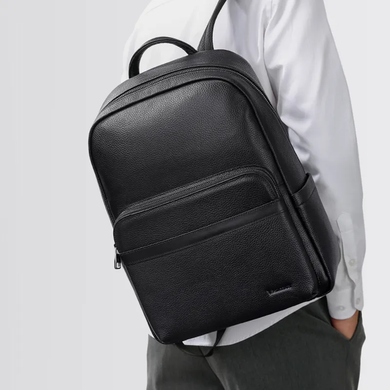 Playboy Cow Leather Backpack Men's Black-6