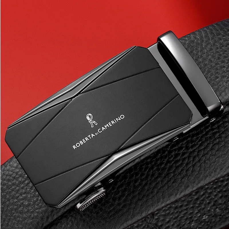ROBERTA DI CAMERINO Top Grain Cow Leather Belts Men's Black 3.5CM-2