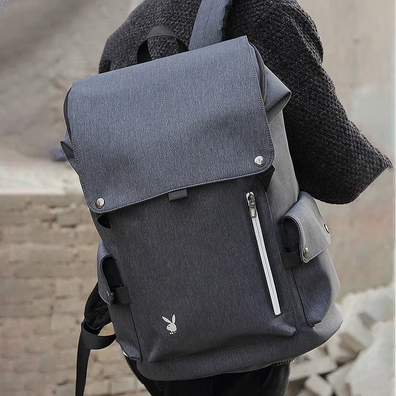 Playboy Fabric Backpack Tubas Men's Gray-5