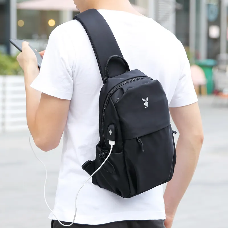 Playboy Fabric Sling Bag Medium Size Unisex Black-5
