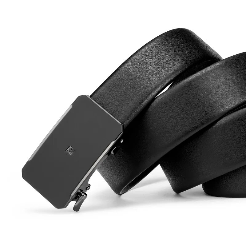 PIERRE CARDIN Cow Head Leather Belts Men's Black 3.45CM-7