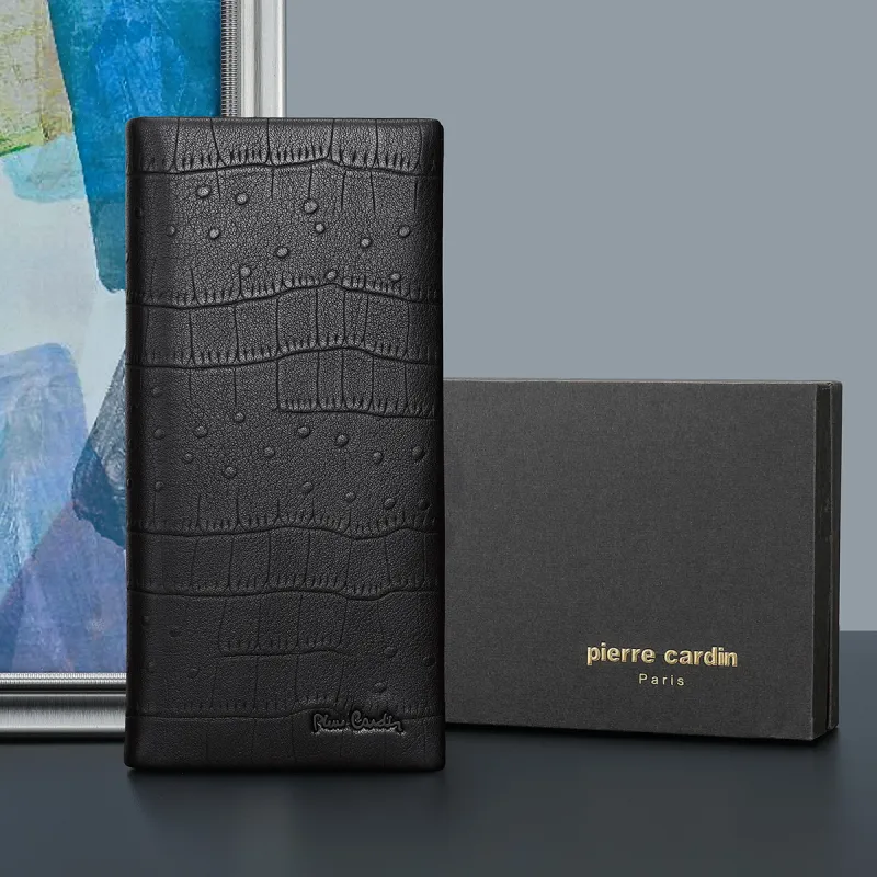 PIERRE CARDIN Top Grain Cow Leather Wallet Regular Men's Black-3