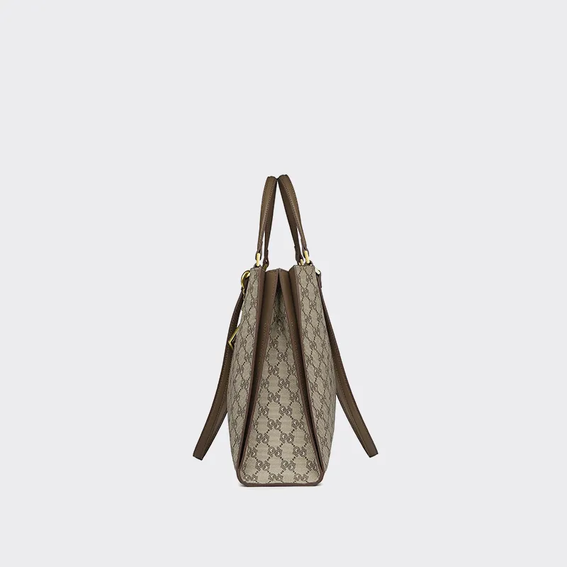 PIERRE CARDIN PVC Tote Bag, Shopping Bag, Handbag, Shoulder Bag Medium Size Women's Dark Khaki-3