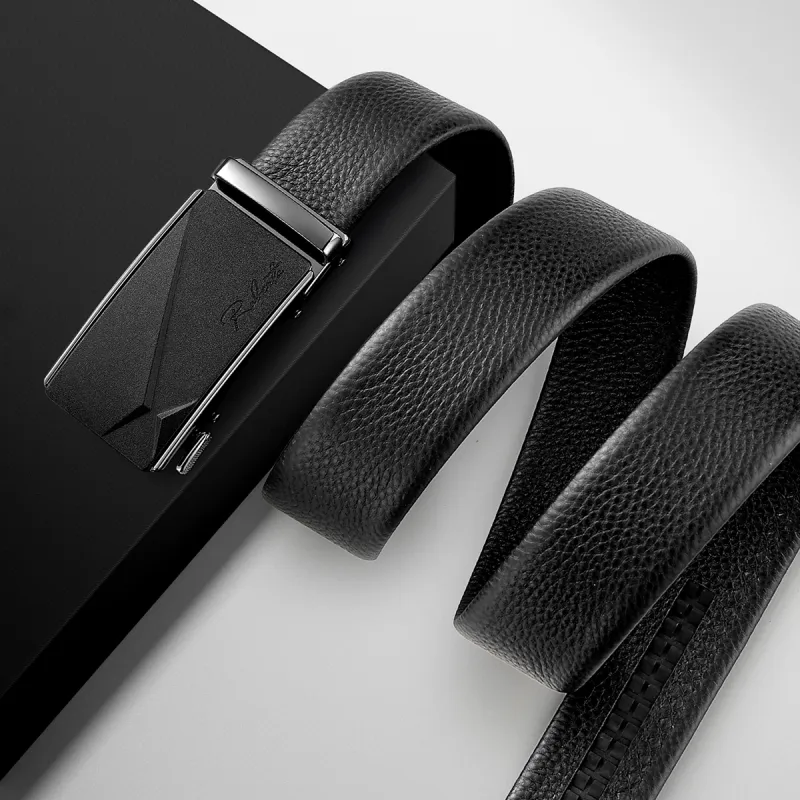 ROBERTA DI CAMERINO Top Grain Cow Leather Belts Men's Black Width 3.5CM-5