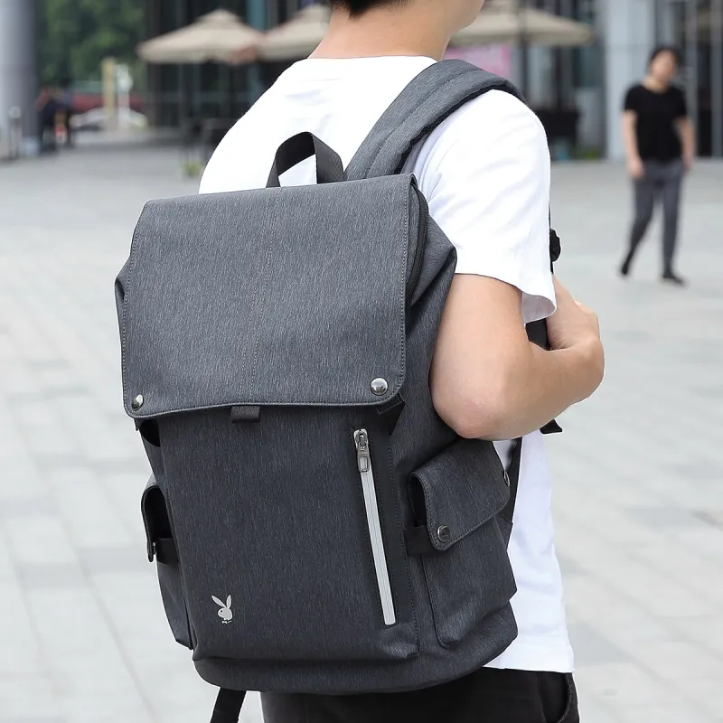 Playboy Fabric Backpack Tubas Men's Gray-4