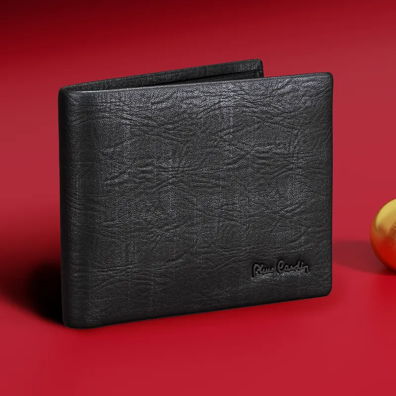 PIERRE CARDIN Top Grain Cow Leather Wallet Men's Black-4